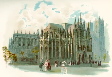 La Abadía de Westminster en el siglo XIX, formalmente titulada la Iglesia Colegiata de San Pedro en Westminster, Ciudad de Westminster, Londres, Inglaterra. De la Historia de Inglaterra de Cassell, publicada c.1901